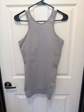 Gray Ribbed Racerback Tank Dress